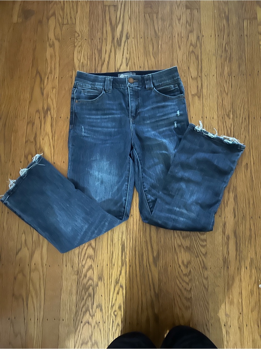 Democracy Dark Blue Frayed Wide-Leg Jeans